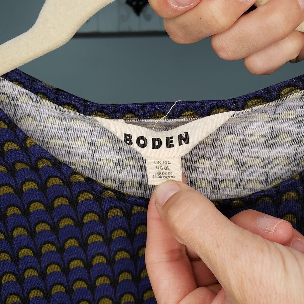 Boden Penelope Jersey Dress Navy Print Size 8L - Picture 3 of 4